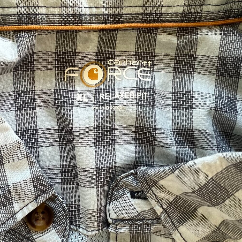 Carhartt Men's Force Plaid Ridgefield Short Sleeve Shirt Size XL color: blue - Picture 4 of 4